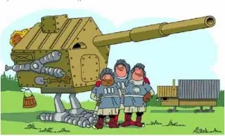 Карикатура на російський танк