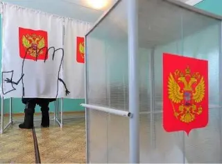 Ватник голосує на виборах в Криму