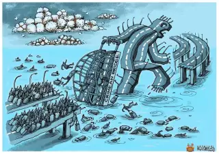 Карикатура. Бавовна Кримського моста.